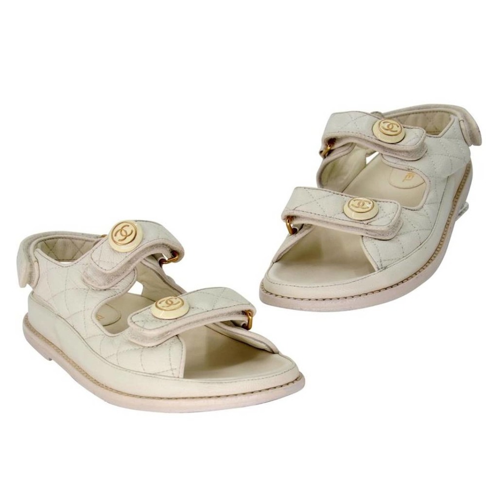 CHANEL Cream Sandals